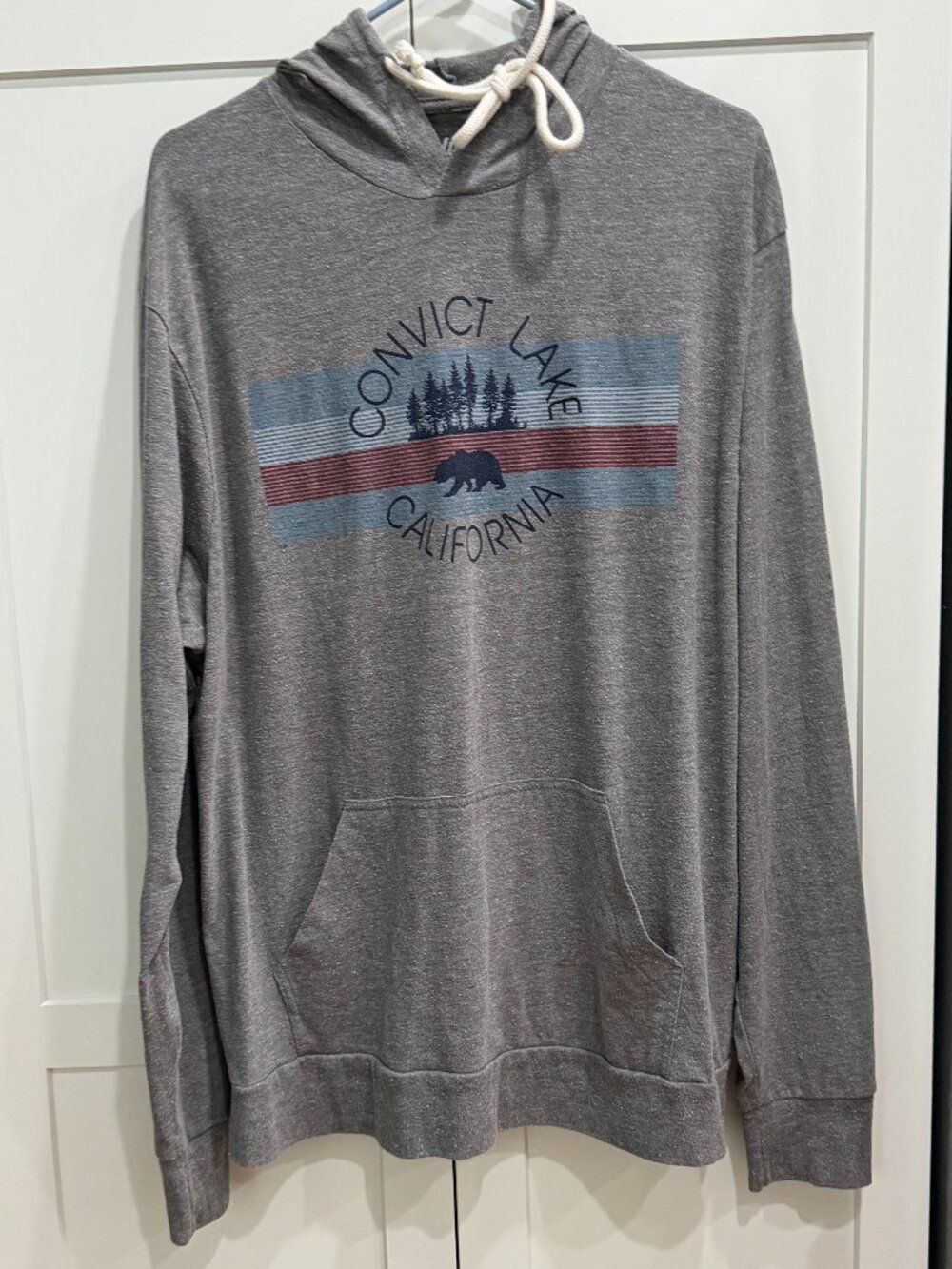 Blue 84, Men's Long Sleeve Hooded T-Shirt, XL, Gray, Lightweight, Convict Lake
